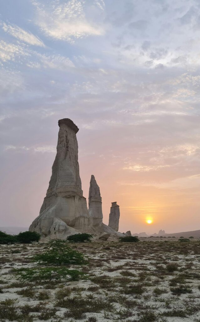 Gray Rock Formation During Sunset